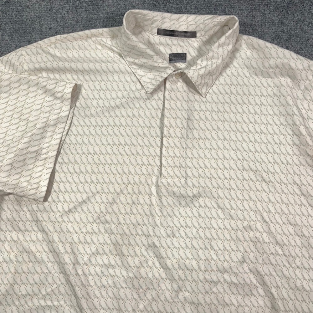 Nike Tiger Woods Dri-Fit Golf Polo Shirt Mens XL Geometric AOP White Performance